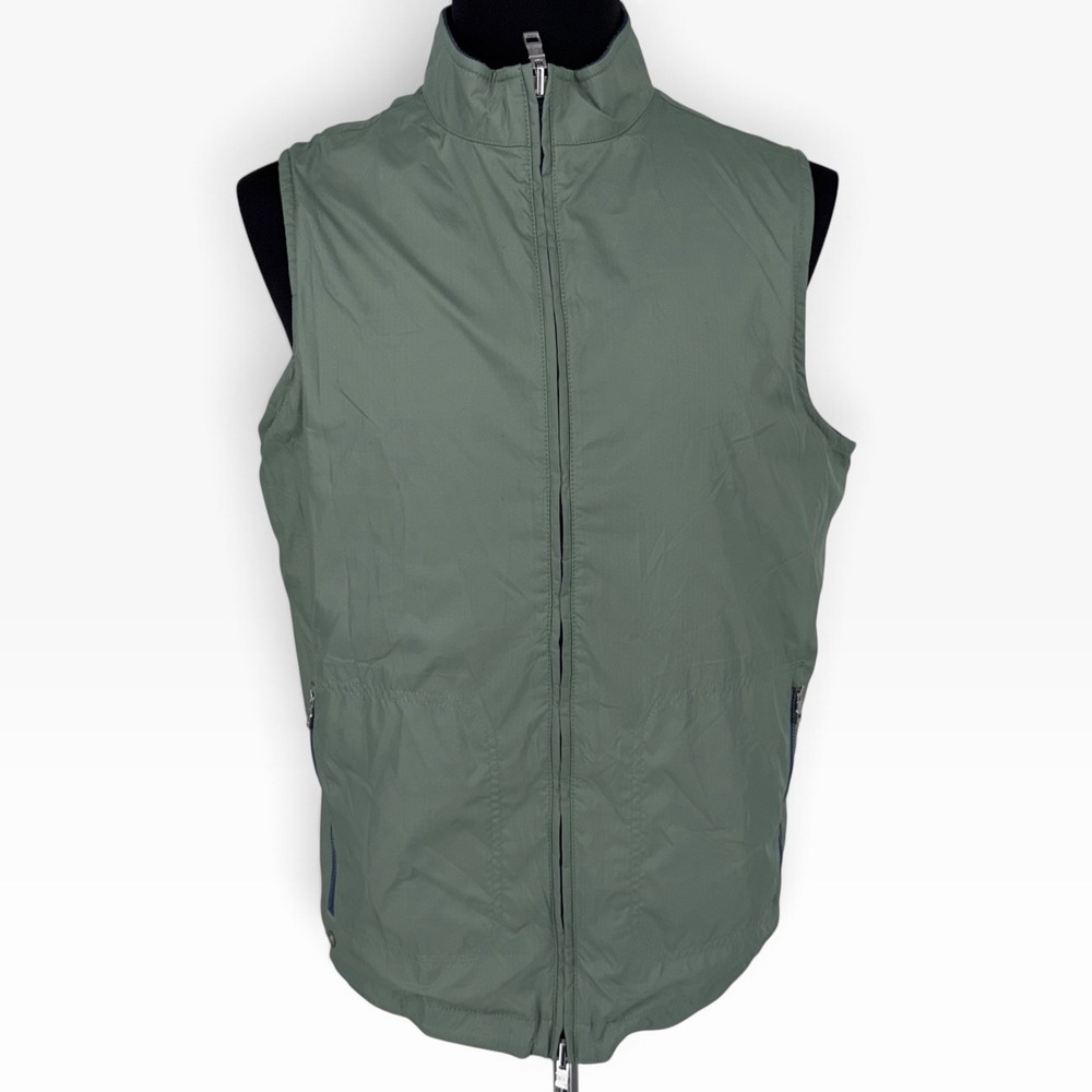 Peter Millar Crown Crafted Reversible Vest Large L Green Sage Blue Full Zip Golf